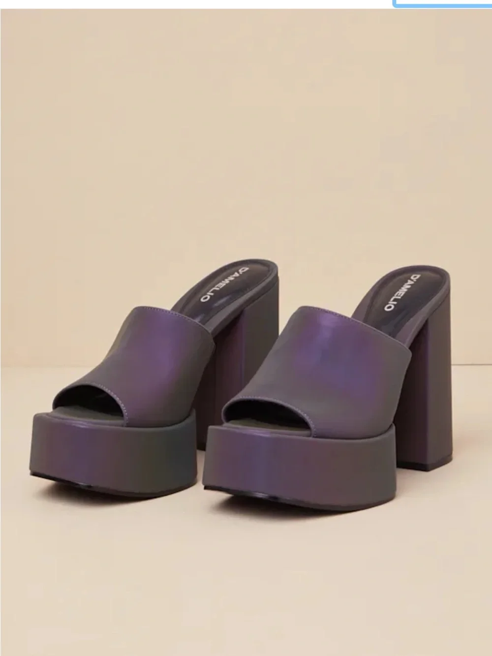 Ravina Multi Reflective Platform Sandals by D’Amelio Lulus Iridescent Purple NEW